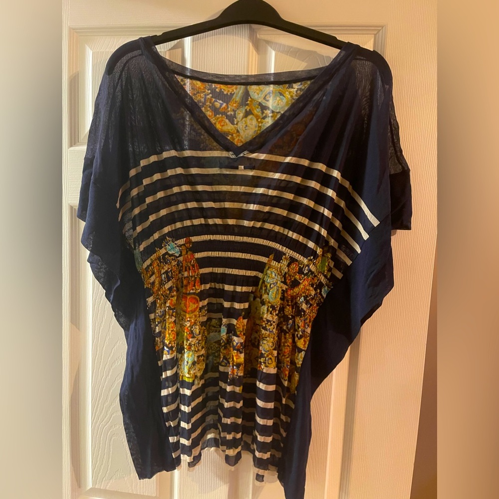 Jean Paul Gaultier top paisley and stripe. No size indicated - fits US M
